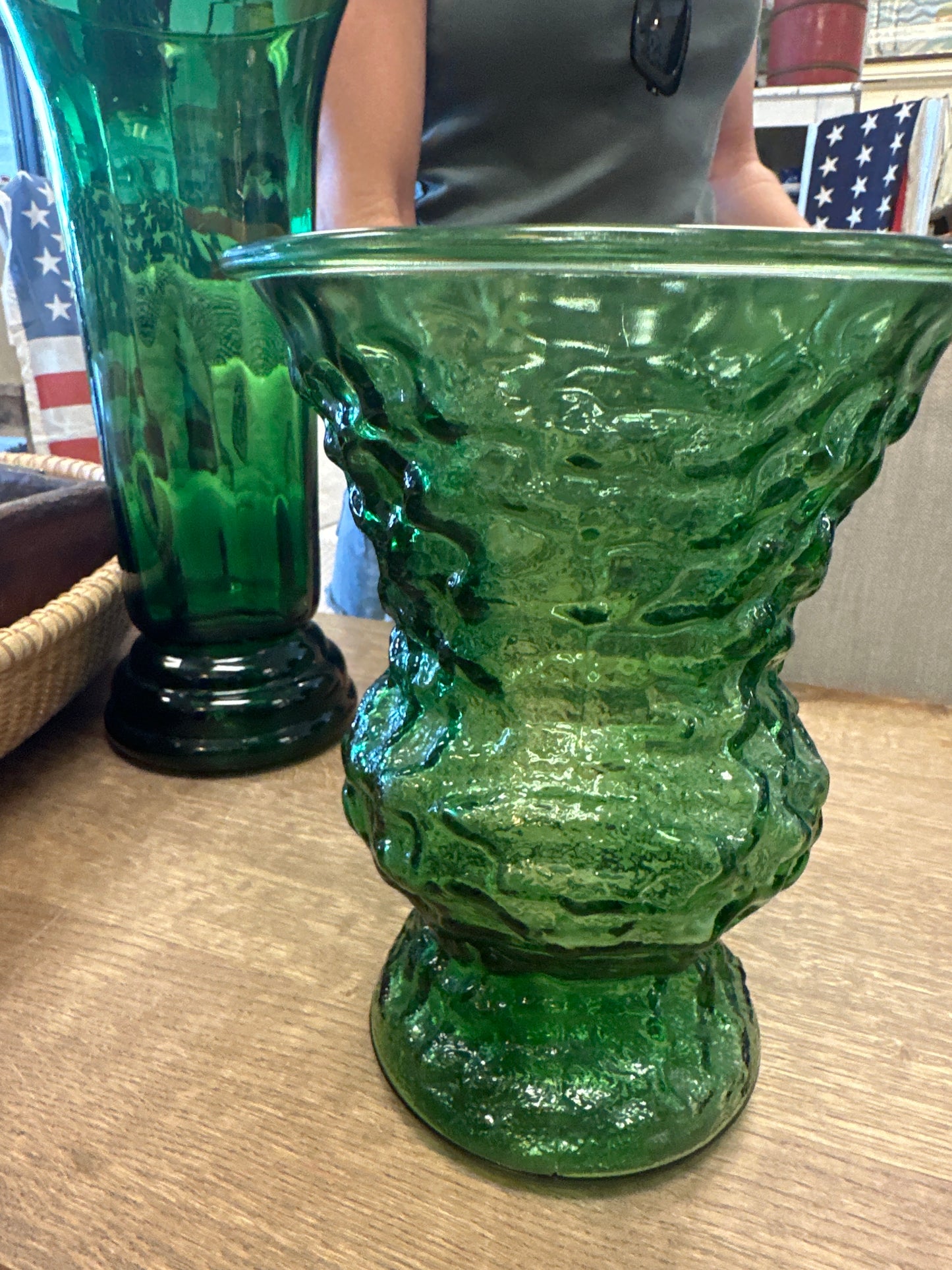 Green glass face