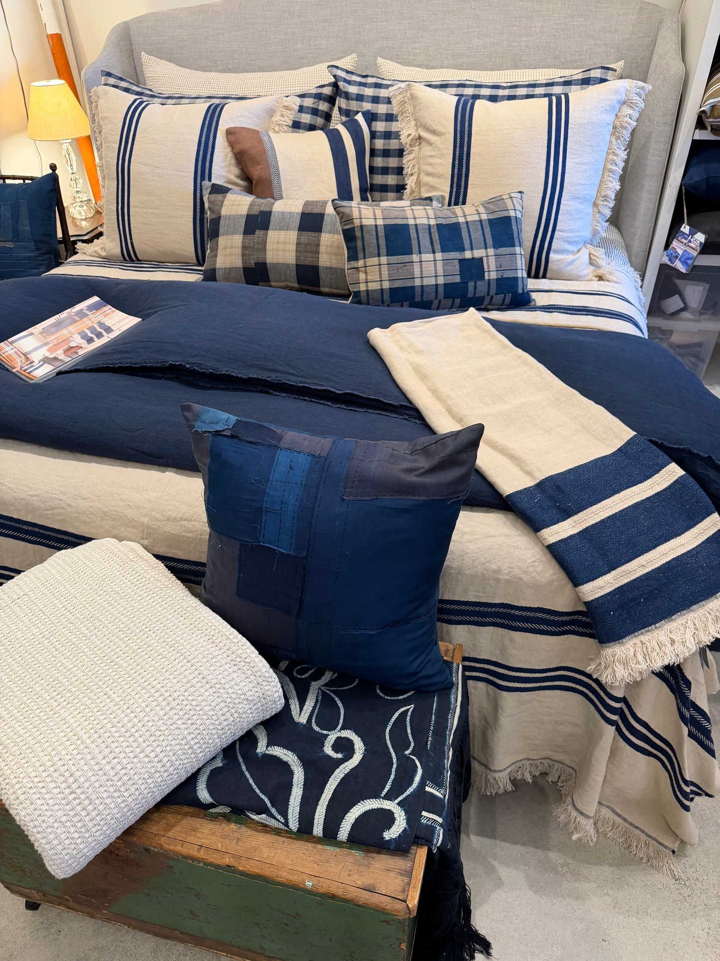 The Indigo Stripe Coverlet