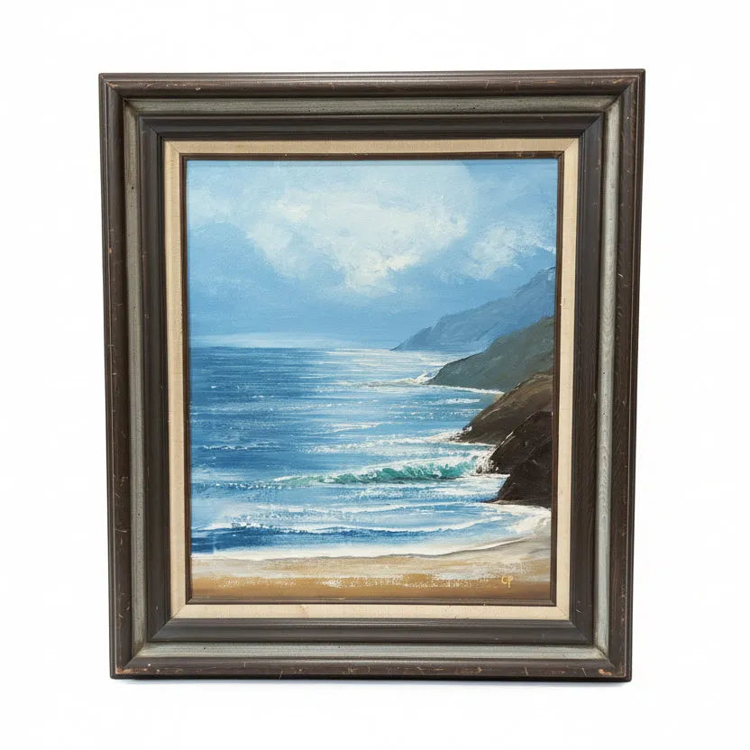 Vintage Ocean View Oil painting 28x31