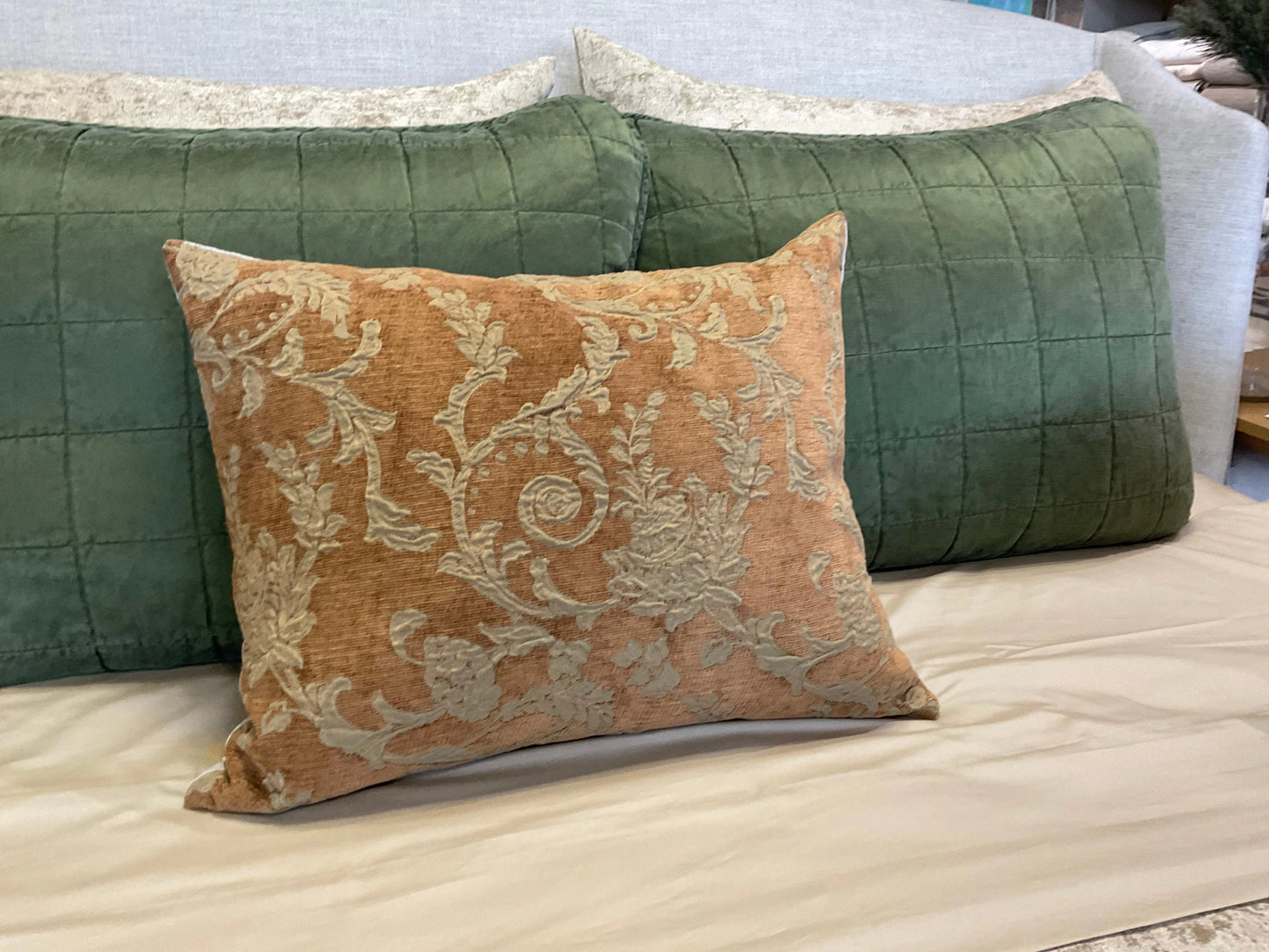 Vintage Brown Floral Tapestry Pillow 20x26