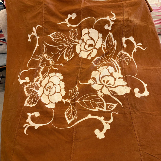 Vintage Japanese Wrapping Cloth Brown Floral