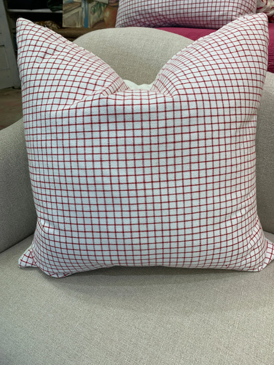 Red Check Cotton Vintage Pillow