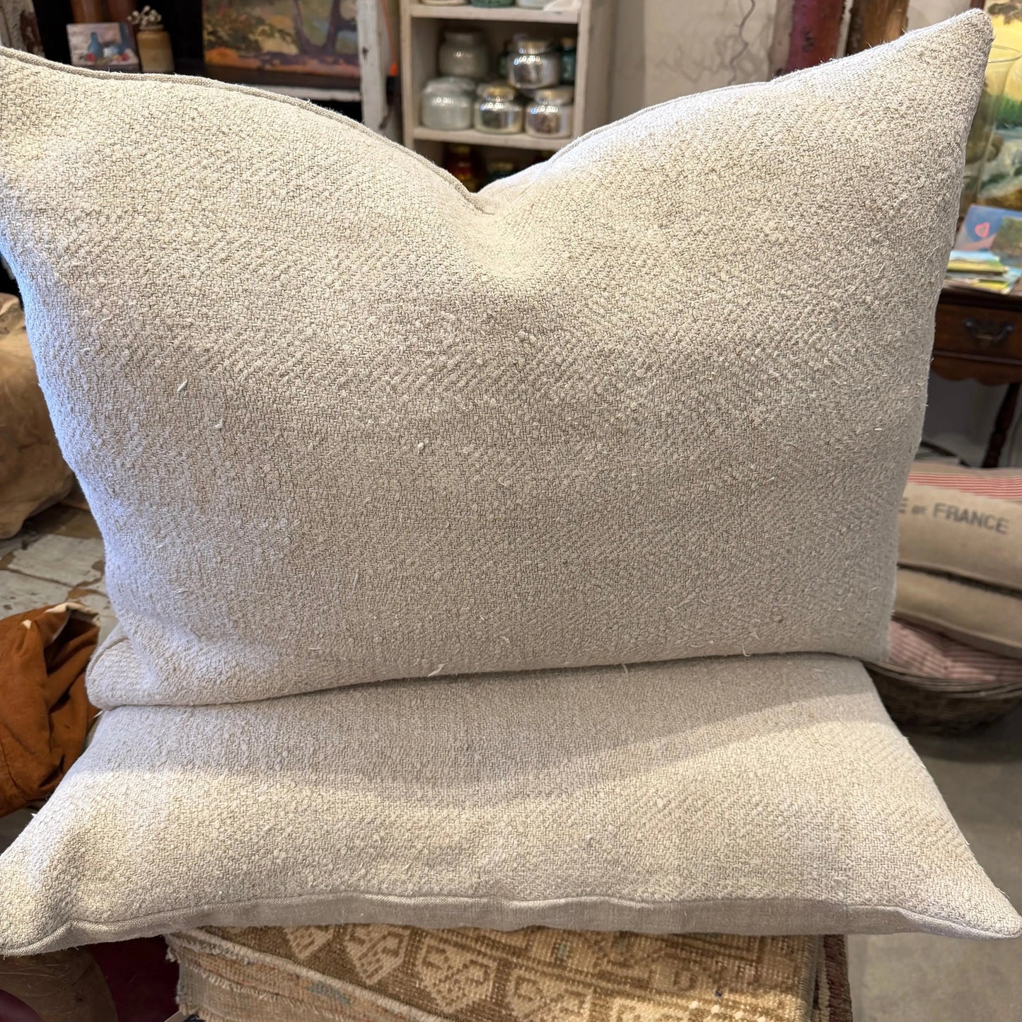 Antique Hemp Swiss Coffee pillow