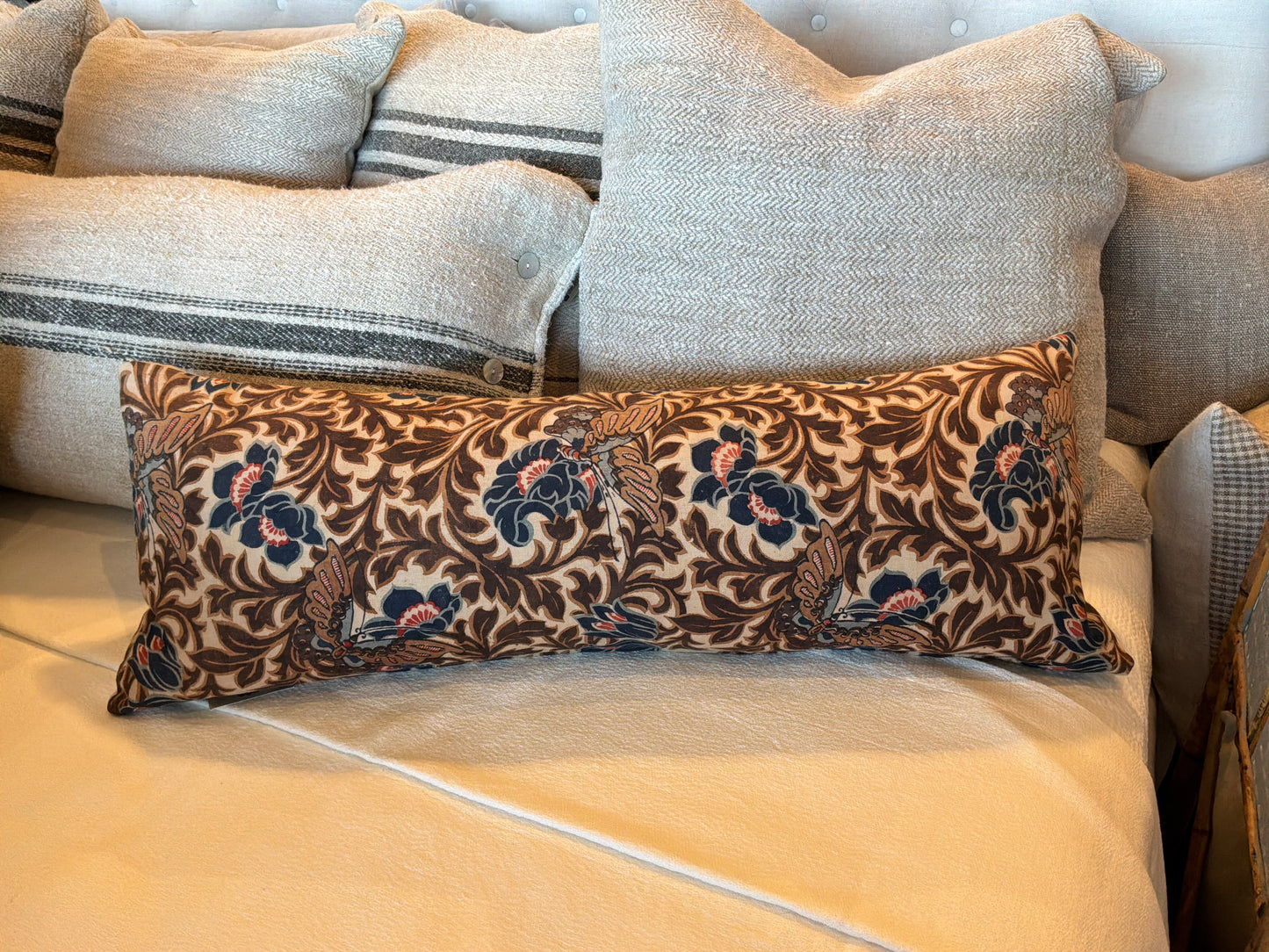 Antique Japanese Calico Floral blues/browns
