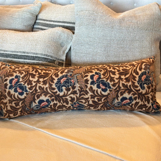 Antique Japanese Calico Floral blues/browns - Blue Springs Home