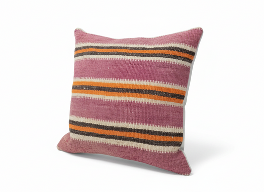 Orange/Pink Stripe Vintage Rug Pillow