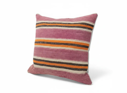 Orange/Pink Stripe Vintage Rug Pillow