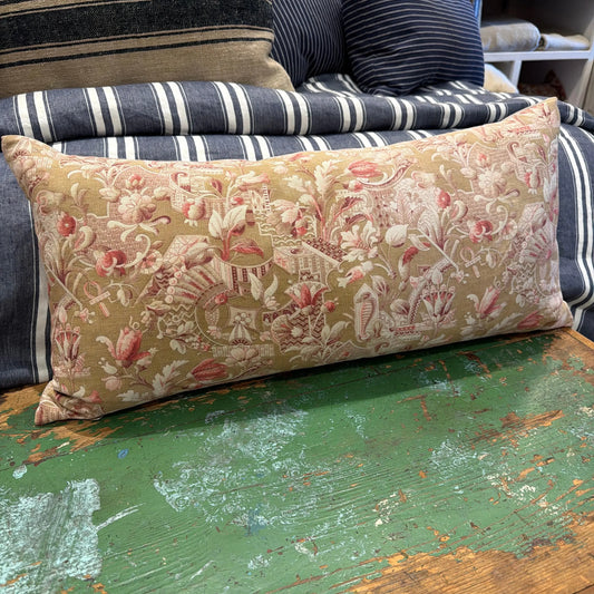 Tan w/ Pink Design Pillow 13x26 - Blue Springs Home
