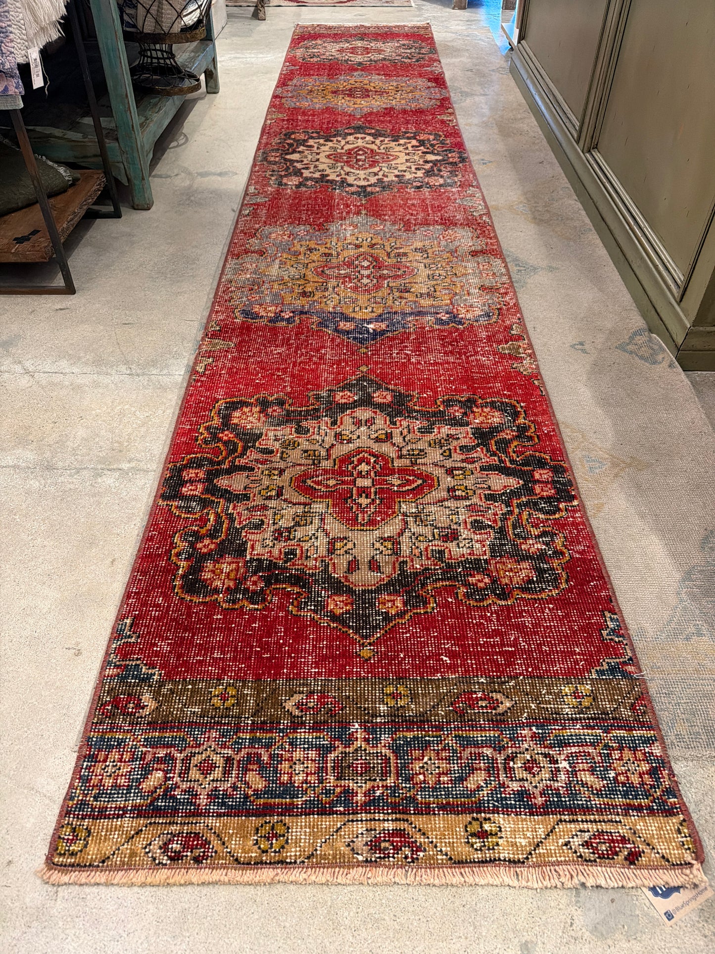 #9 Vtg Turkish Runner 2'3"x12'6"