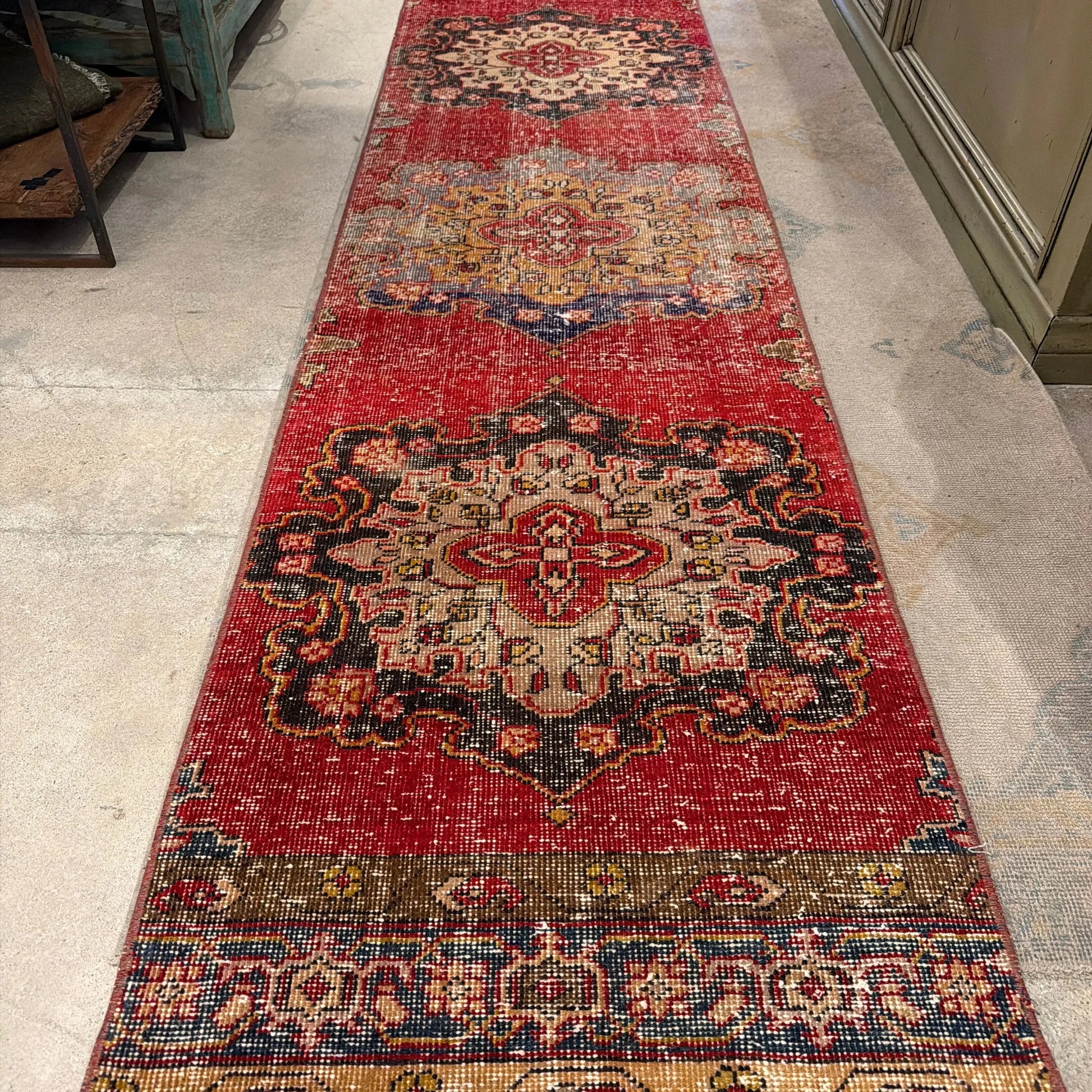 #9 Vtg Turkish Runner 2'3"x12'6" - Blue Springs Home