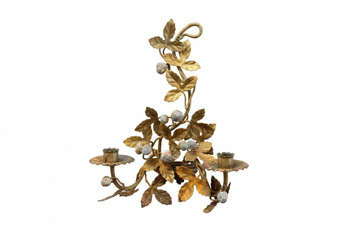 Pair Italian Sconces Gold w/ Candles