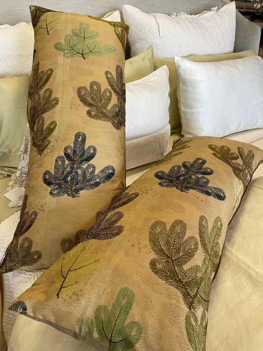 Japanese w/ Green Leaves Vintage Bolster