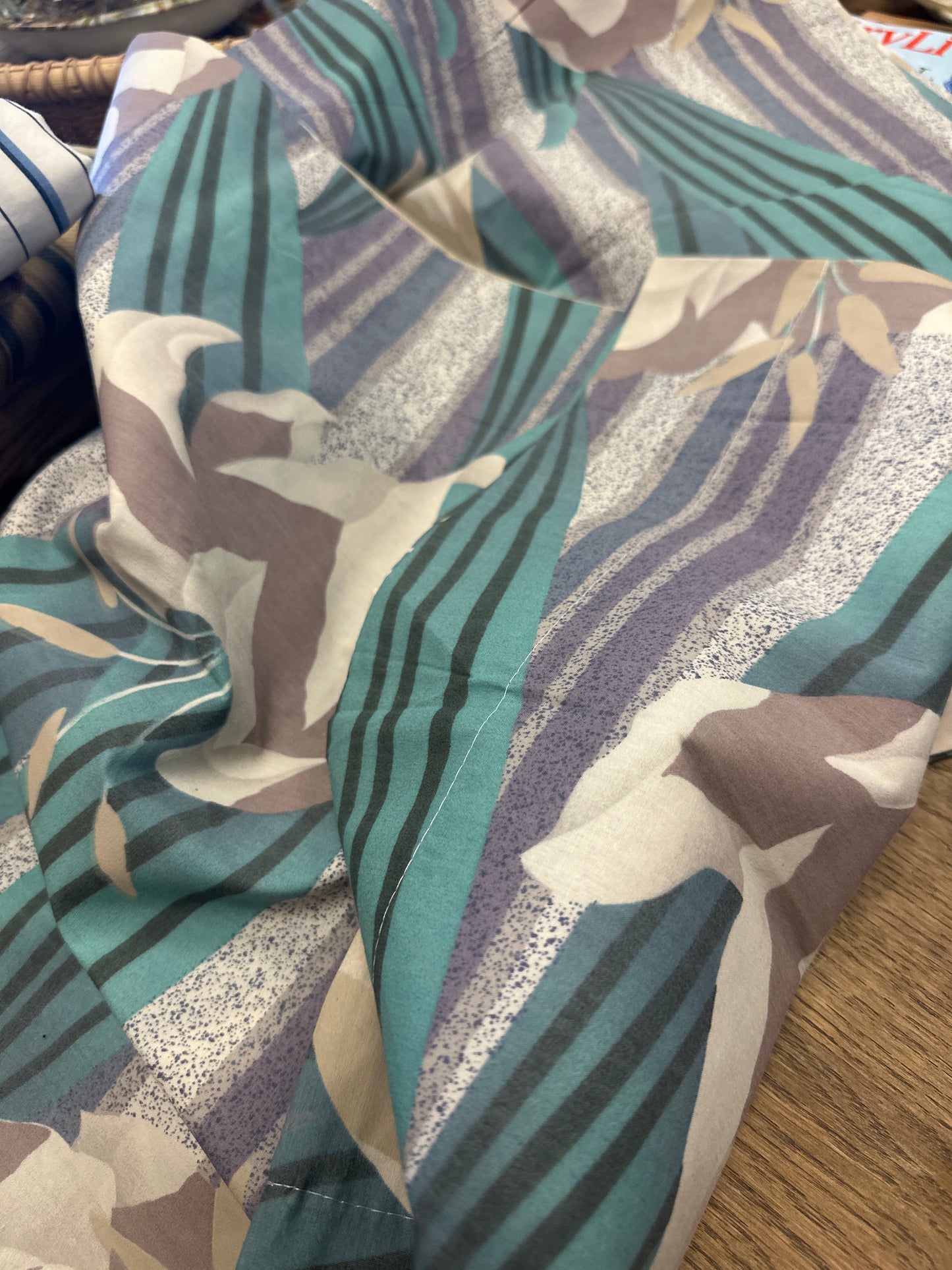 2 Vtg Pillowcases KING Dan River Teal Lavender