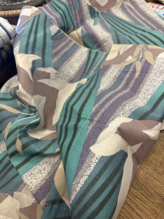 2 Vtg Pillowcases KING Dan River Teal Lavender