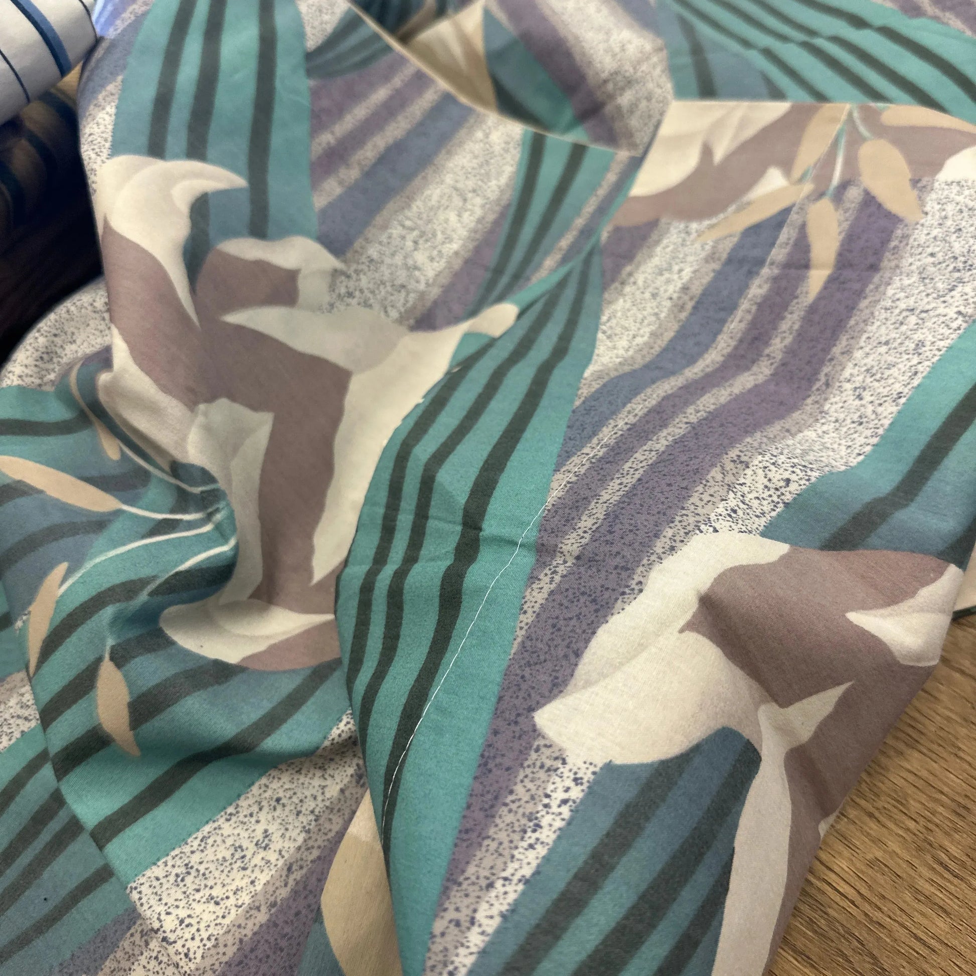 2 Vtg Pillowcases KING Dan River Teal Lavender - Blue Springs Home