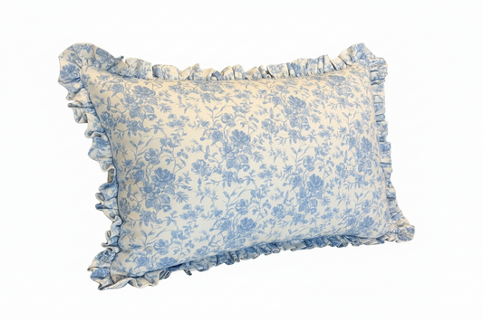 French Toile - Petite Ruffle Boudoir Pillow w/Insert 14x20