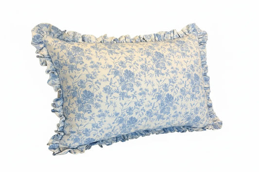 French Toile - Petite Ruffle Boudoir Pillow w/Insert 14x20