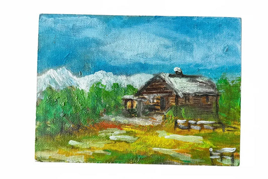 Miniature Painting From Italy Stream & House