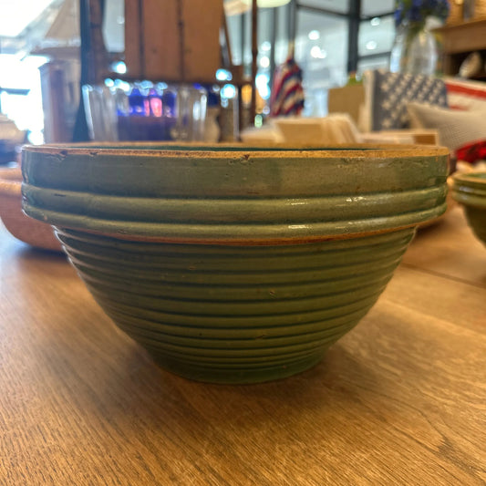 1940’s McCoy green ribbed bowl 11.5” - Blue Springs Home