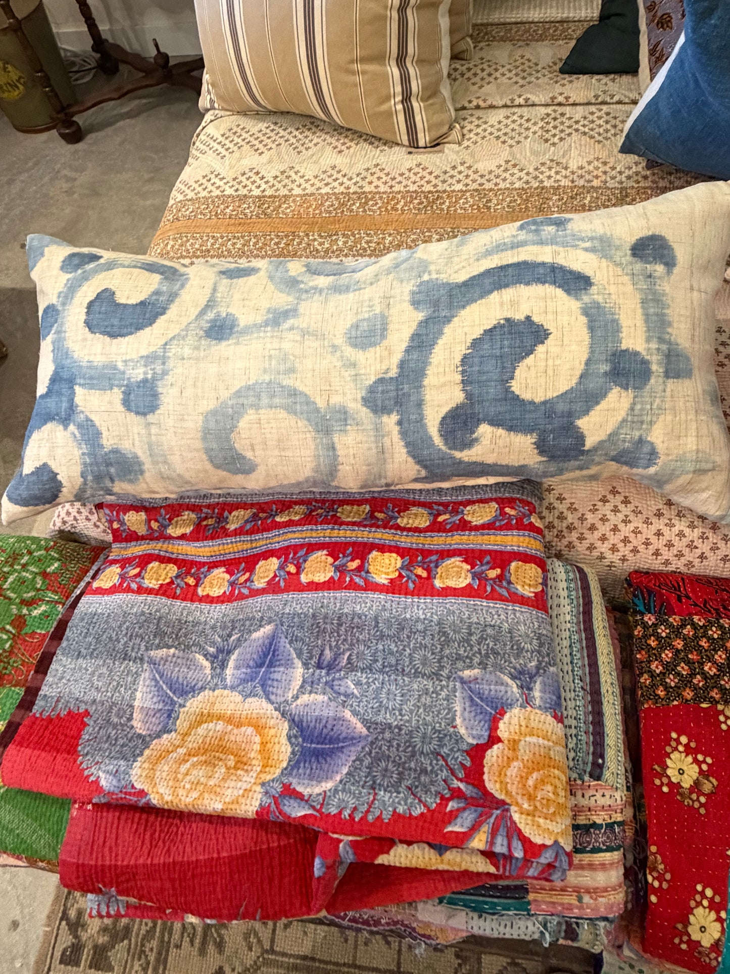 Vintage Japanese Hemp Abstract Pillow