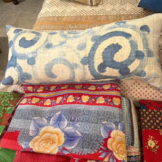 Vintage Japanese Hemp Abstract Pillow - Blue Springs Home