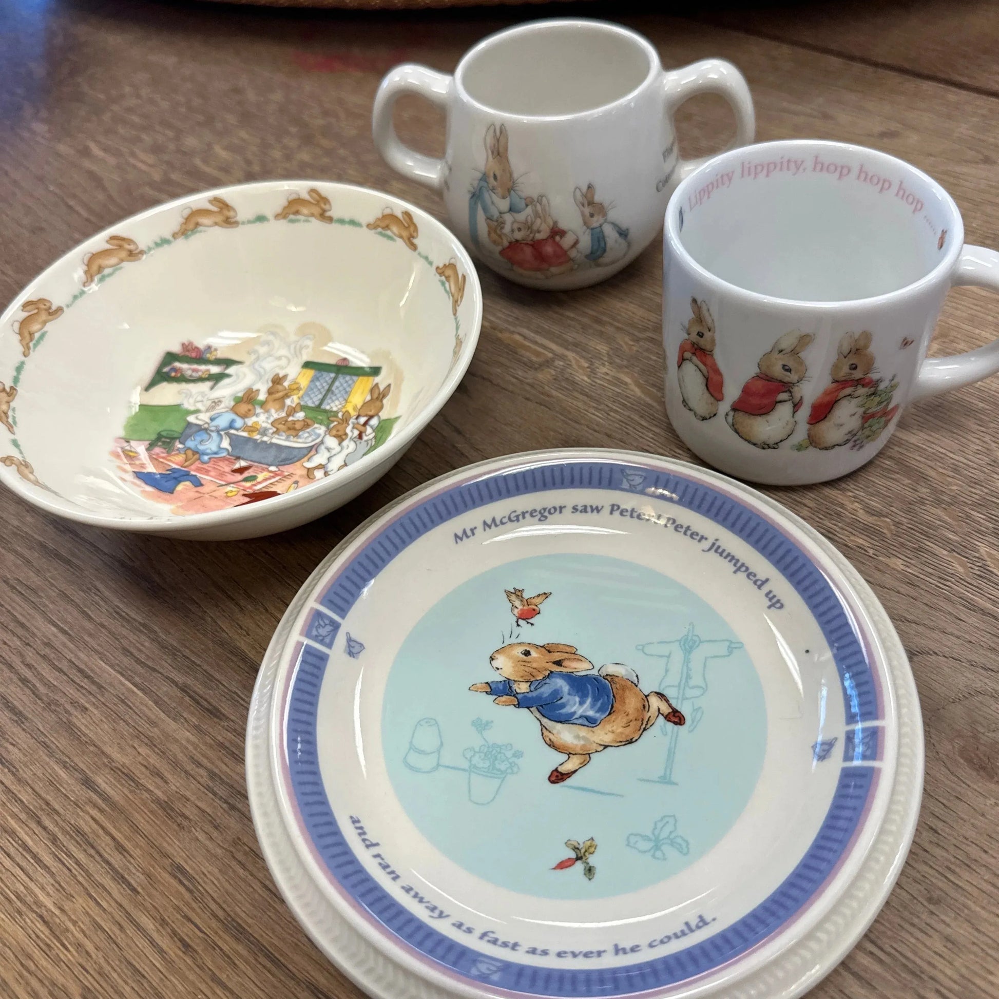 Vintage Bunnykins and Peter Rabbit dishes - Blue Springs Home