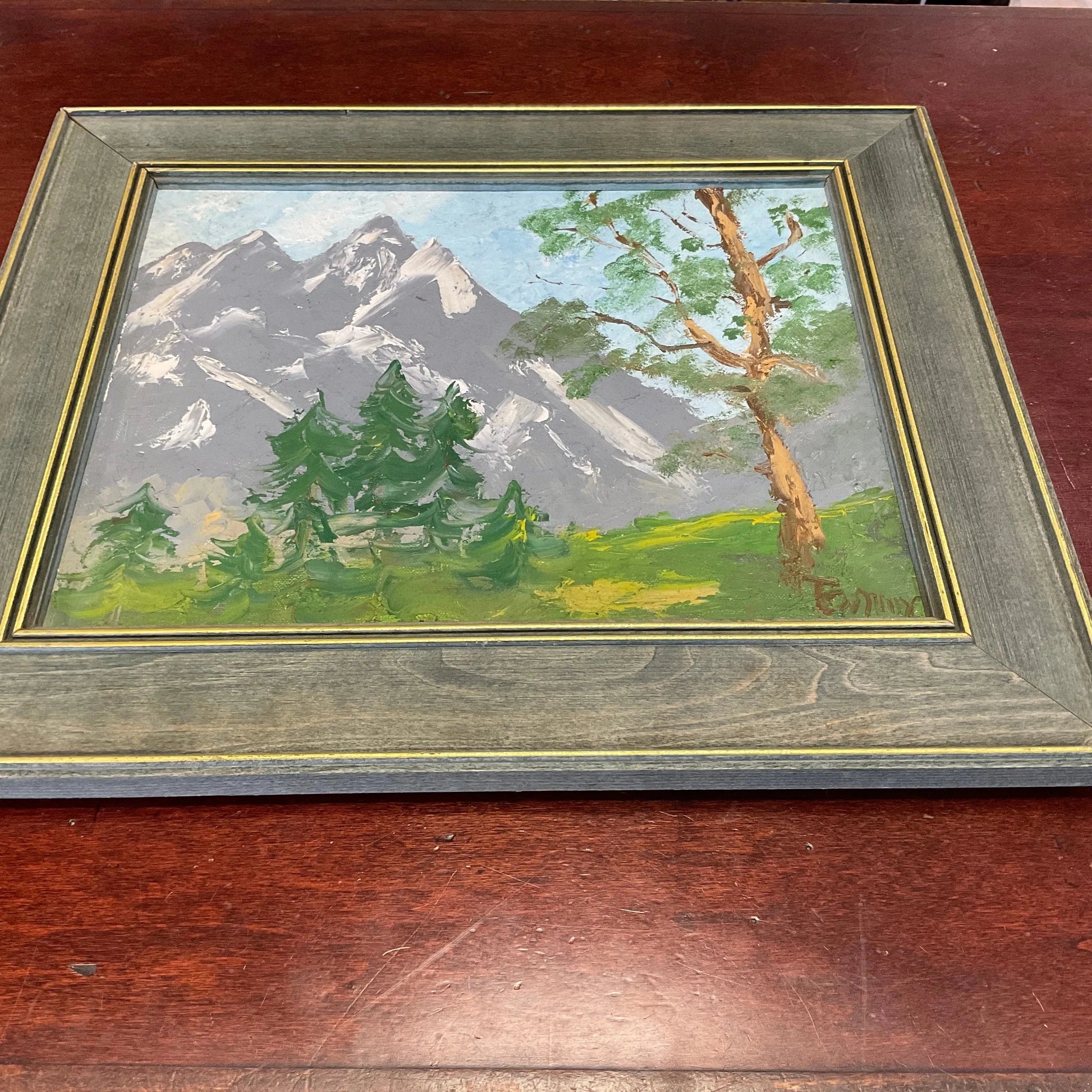 Vintage trees snowy mountains JP - Blue Springs Home