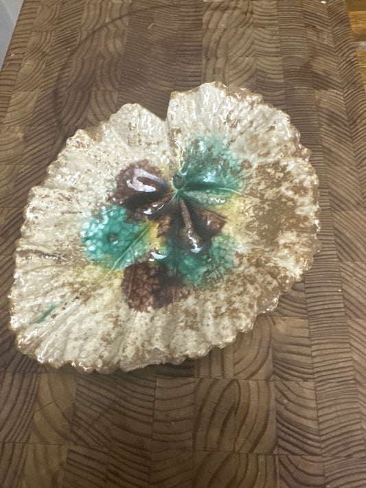 Antique Majolica Begonia Leaf Plate