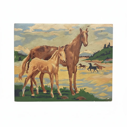 Old horse painting 8x10 mama baby - Blue Springs Home