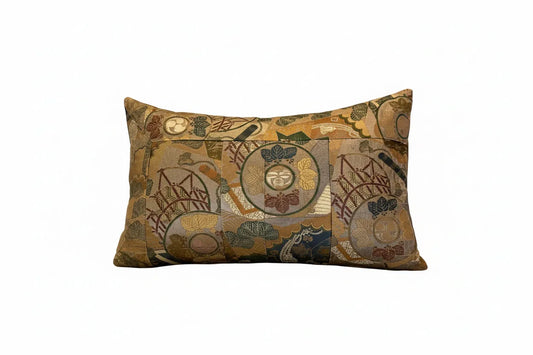 VTG Kimono gold/brown Pillow 28x18 - Blue Springs Home