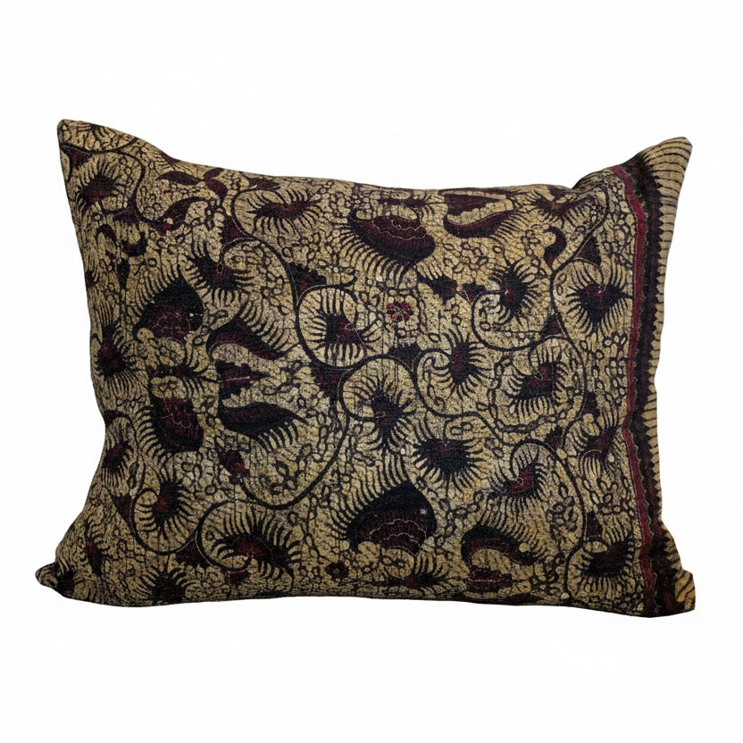 Vintage Indonesian Batik -Deep Brown 18x24