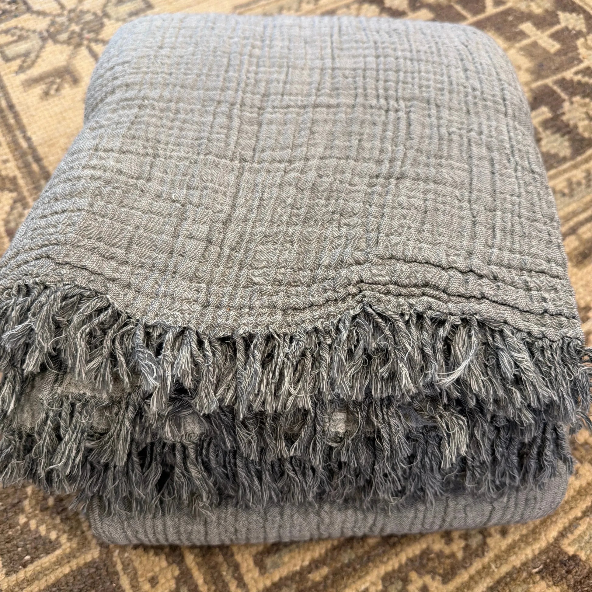 Crinkled Turkish Cotton Oversized Cuddle Blanket - Blue Springs Home