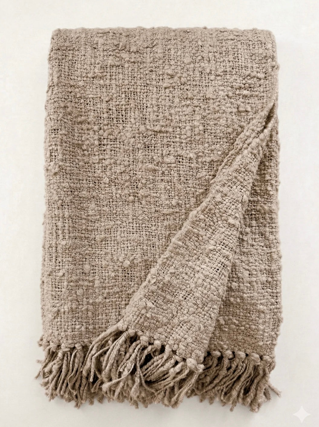 Cozy Cotton Boucle Fringe Throw Blanket