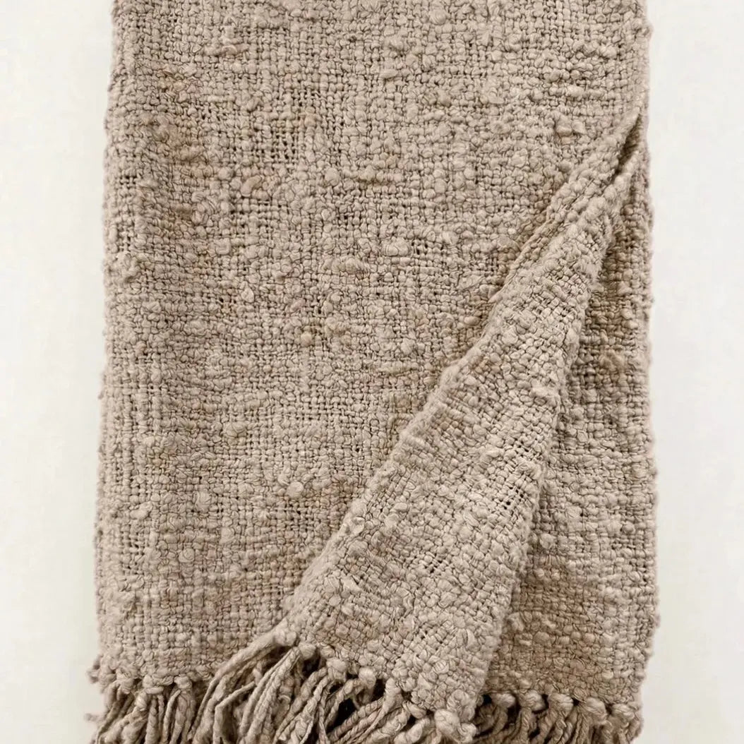 Cozy Cotton Boucle Fringe Throw Blanket - Blue Springs Home