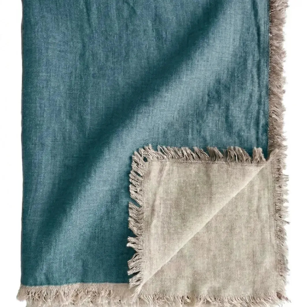 Reversible Linen Fringe Blanket