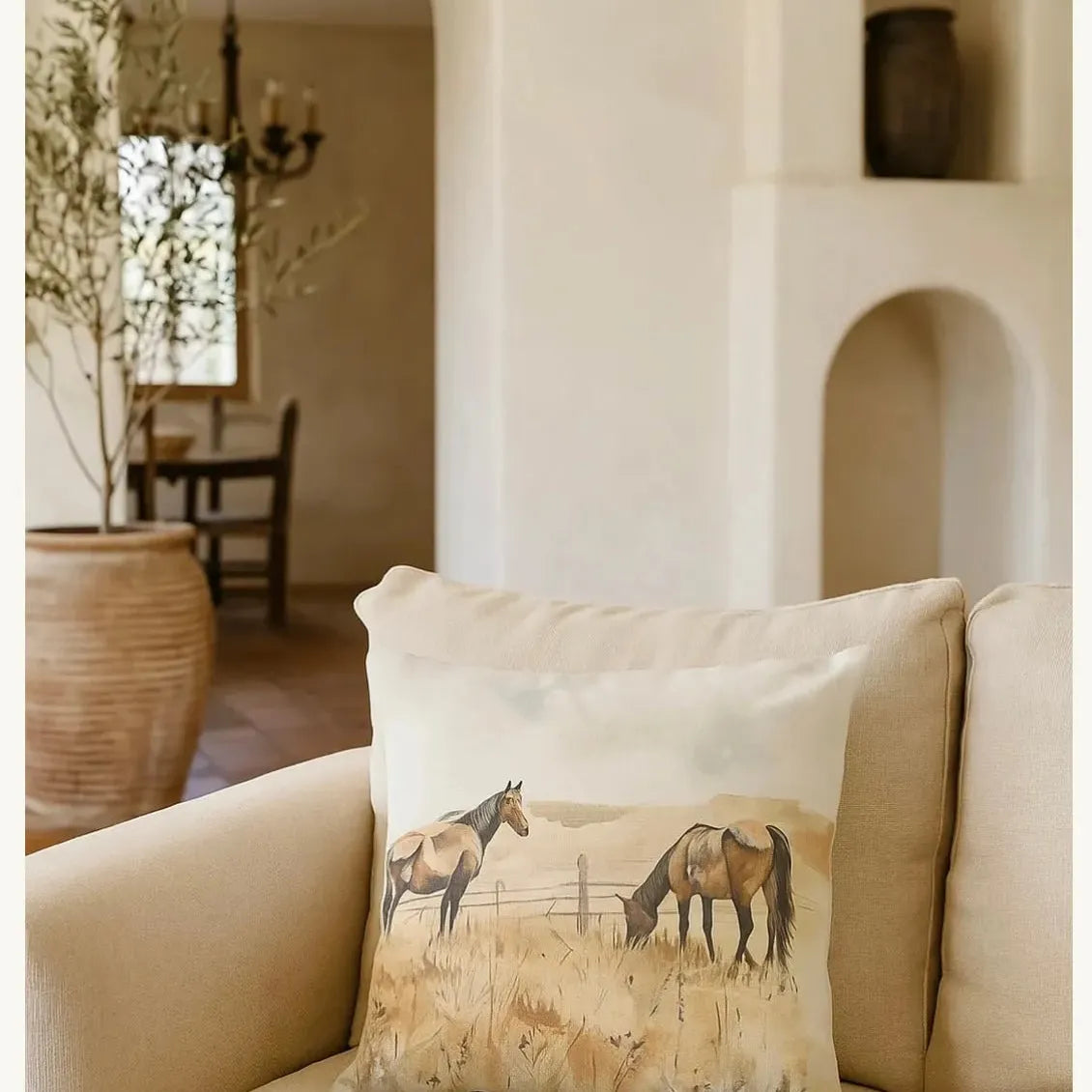 Horse Pasture Linen Dec Pillow w/Insert