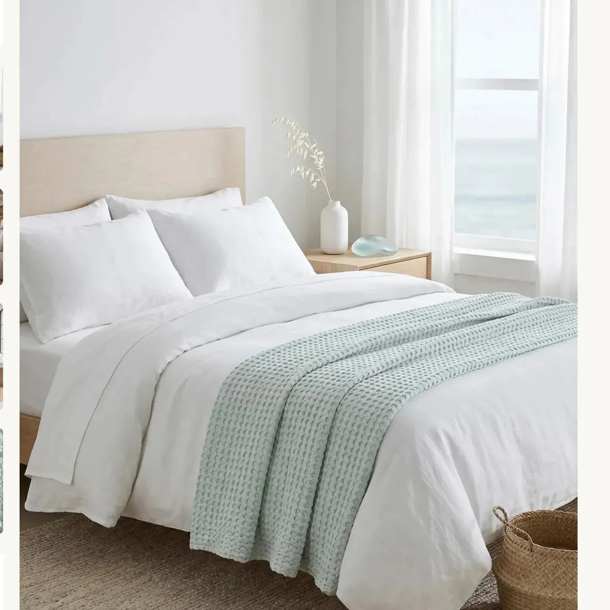 Stonewashed Cotton Waffle Bed Blanket