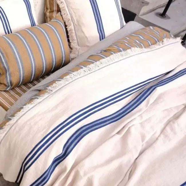 The Indigo Stripe Piece de lin - Blue Springs Home