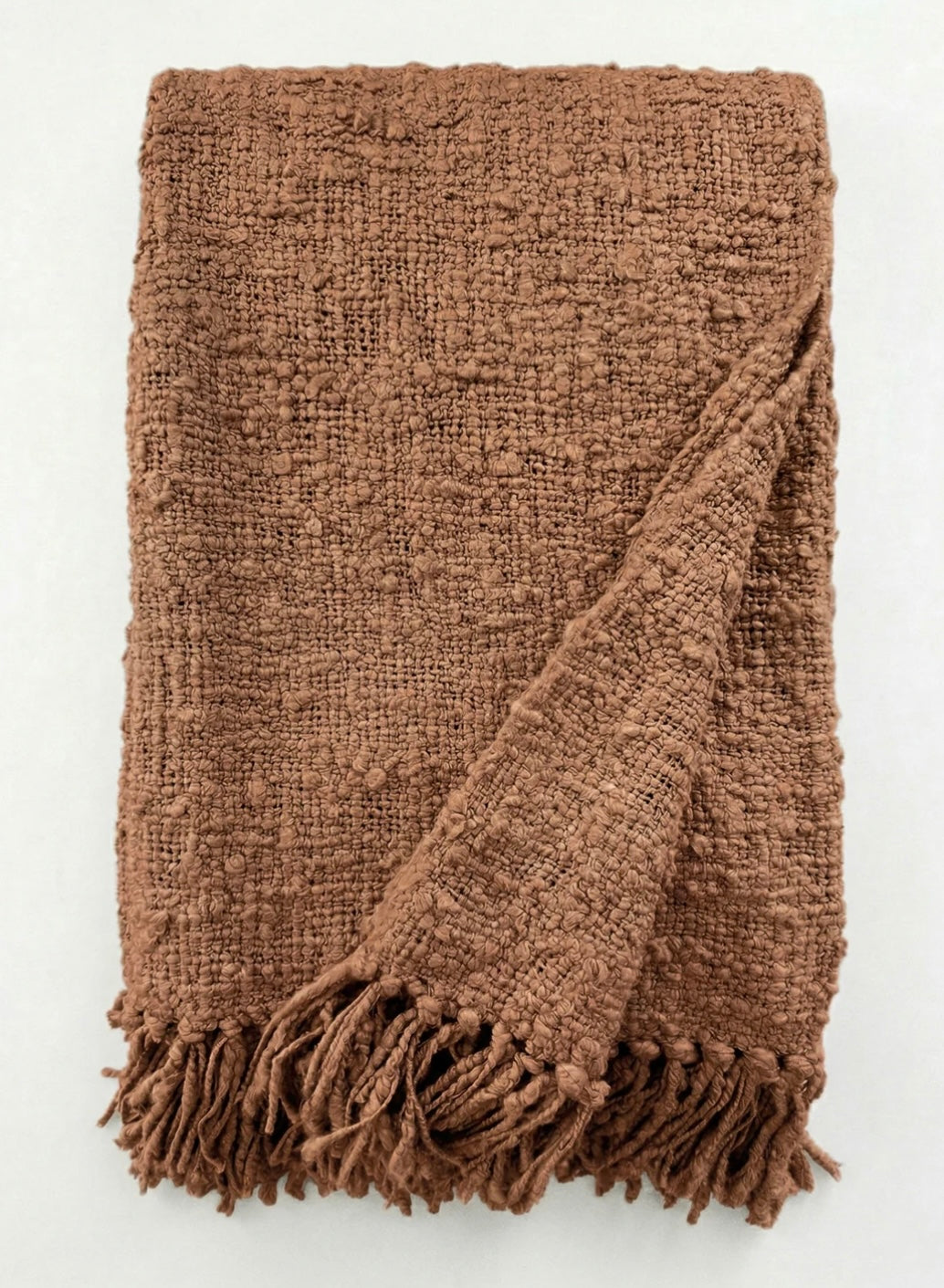 Cozy Cotton Boucle Fringe Throw Blanket