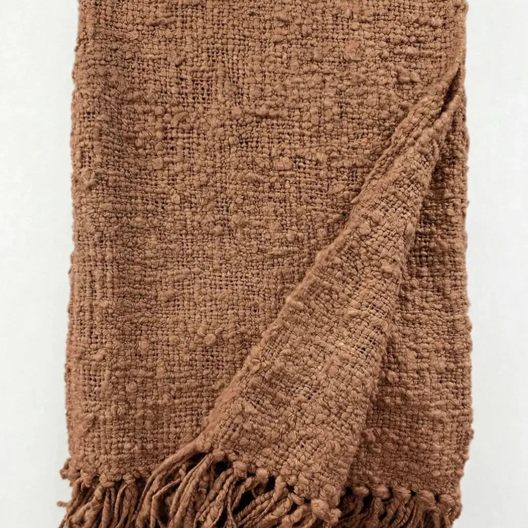 Cozy Cotton Boucle Fringe Throw Blanket - Blue Springs Home