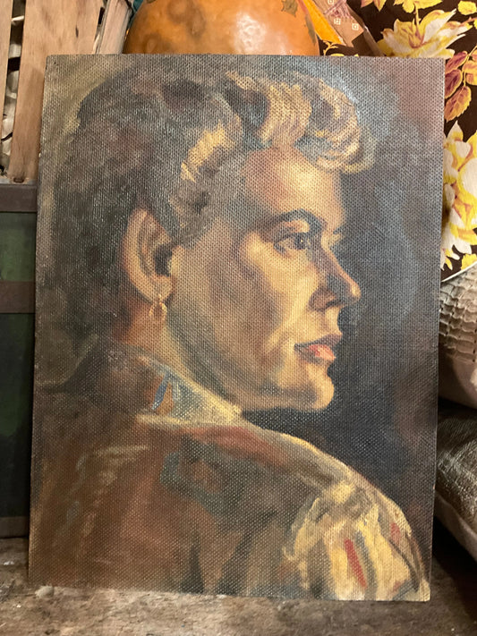 Vintage Profile Painting of Woman SE