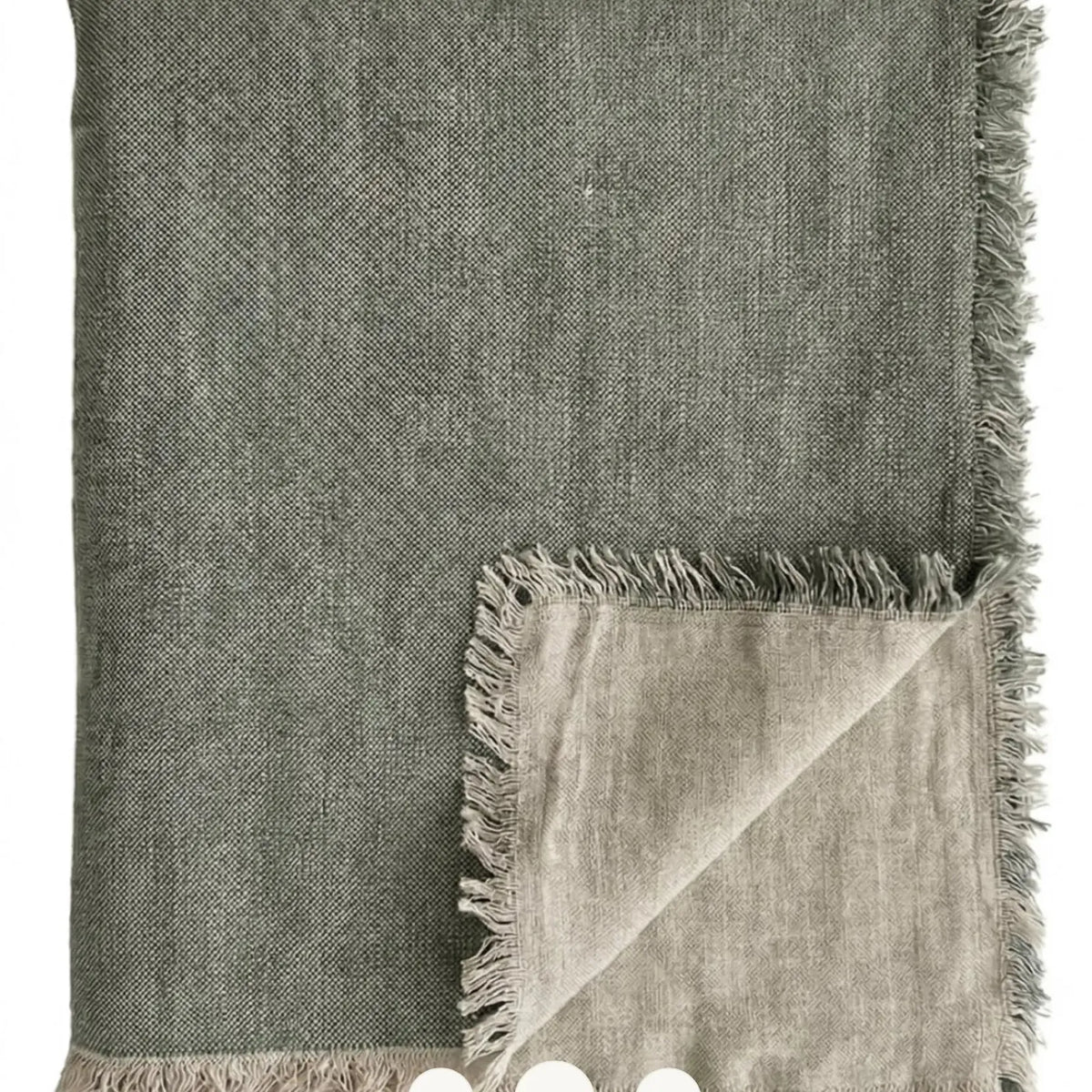 Reversible Linen Fringe Blanket
