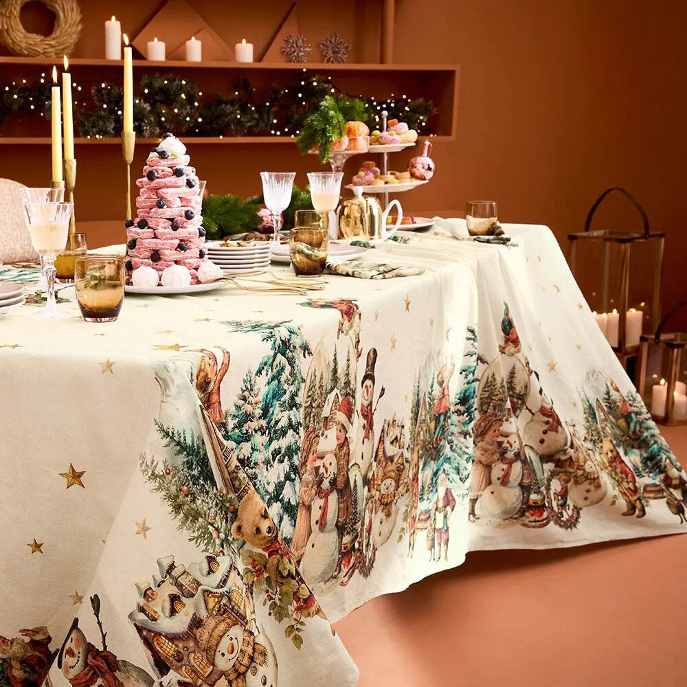 Bonhommes De Neige Vintage Tablecloth