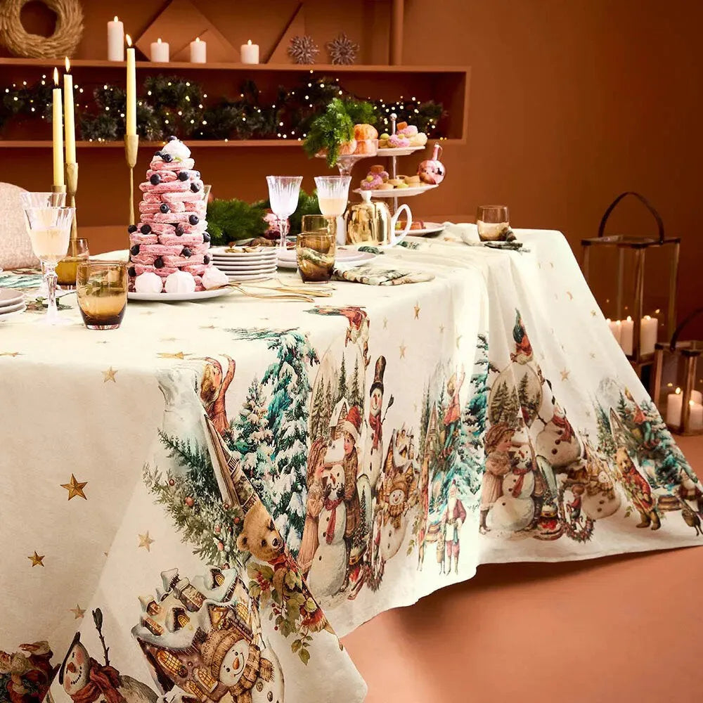 Bonhommes De Neige Vintage Tablecloth - Blue Springs Home