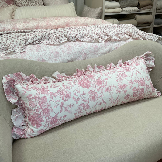 Ice Toile - Tatter Ruffle Bolster Pillow w/Insert