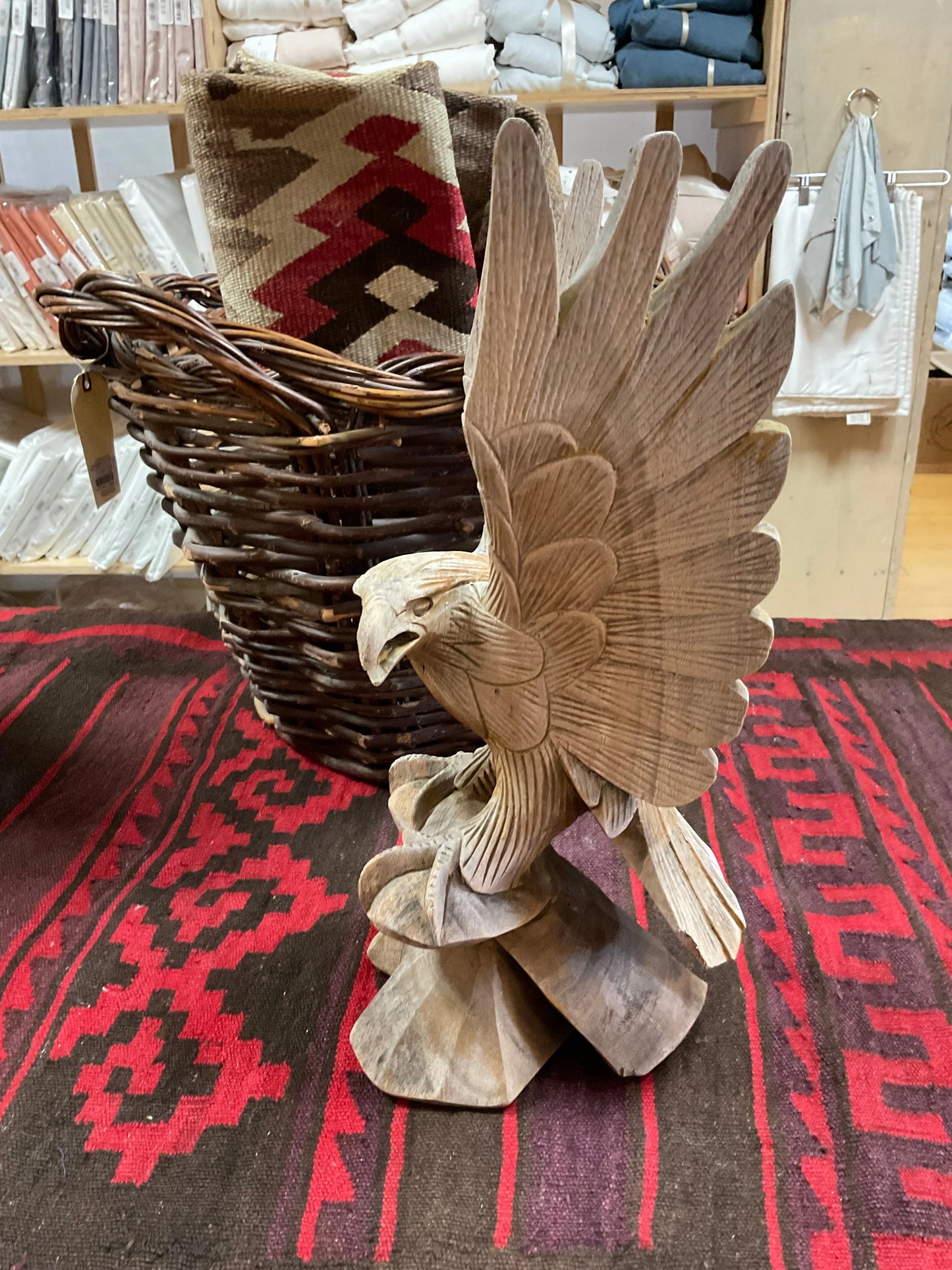 Hand Carved Folk Art Screaming Eagle