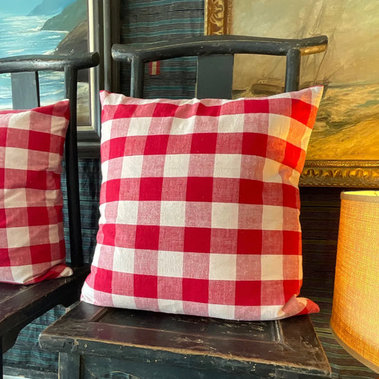 Vintage Red Check Pillows DBL Sided