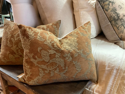 Vintage Brown Floral Tapestry Pillow 20x26