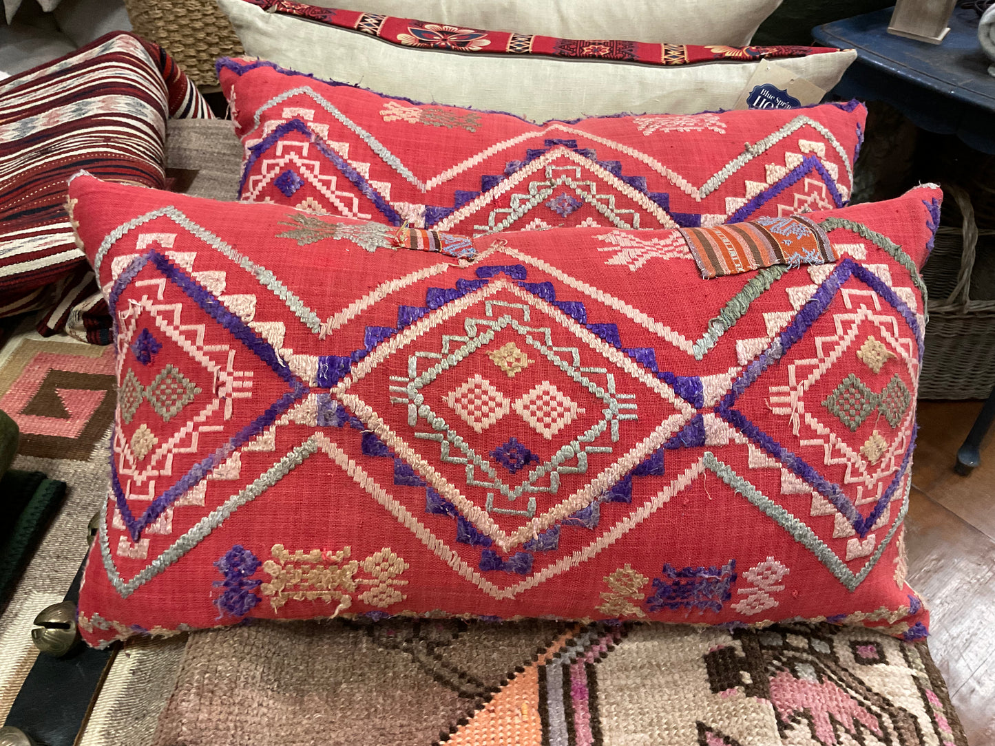 Vintage Red Embroidered w/ Purple 12x22