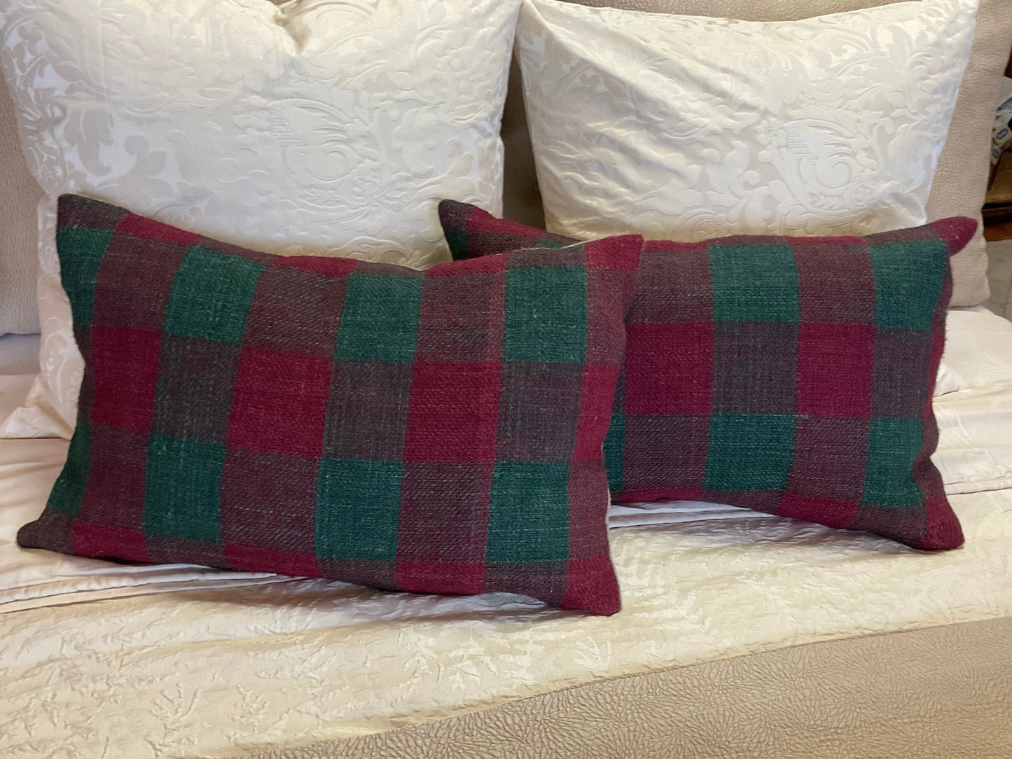 Plaid Hemp Red & Green Pillow